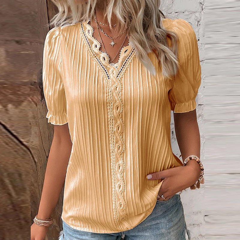 EMRYN - Puff-Sleeve Cotton Blend Blouse