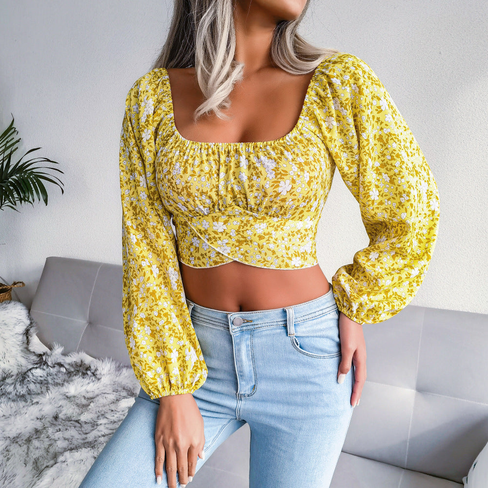 ELDINA – Floral Milkmaid Puff Sleeve Top