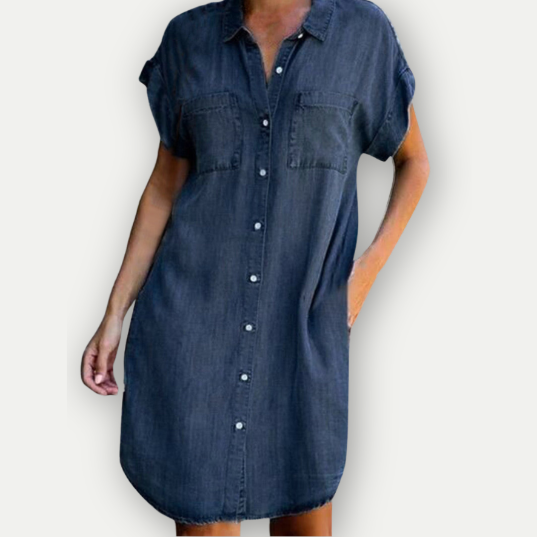 MURIEL – Button-Up Denim Shirt Dress