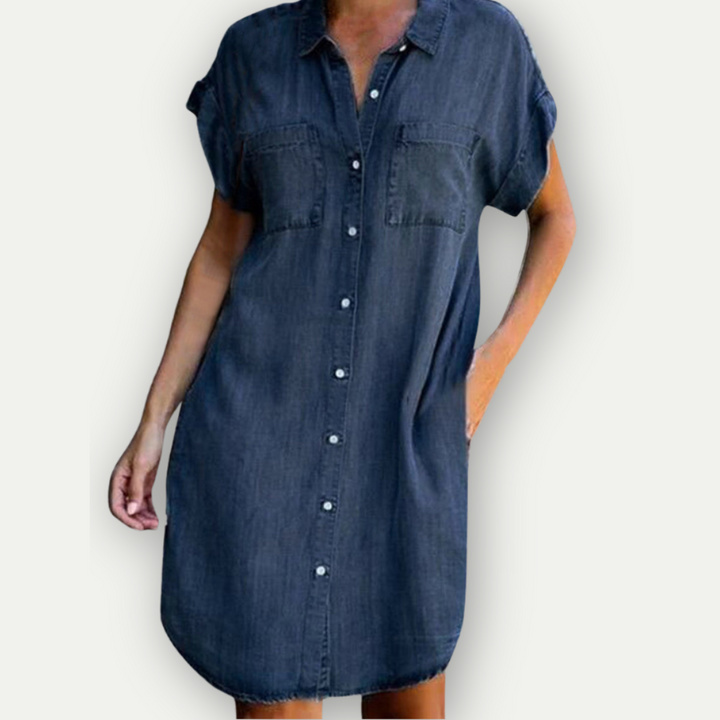 MURIEL – Button-Up Denim Shirt Dress