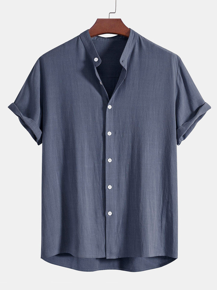 AYLEN – Linen Blend Stand Collar Shirt