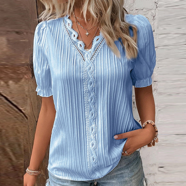 EMRYN - Puff-Sleeve Cotton Blend Blouse