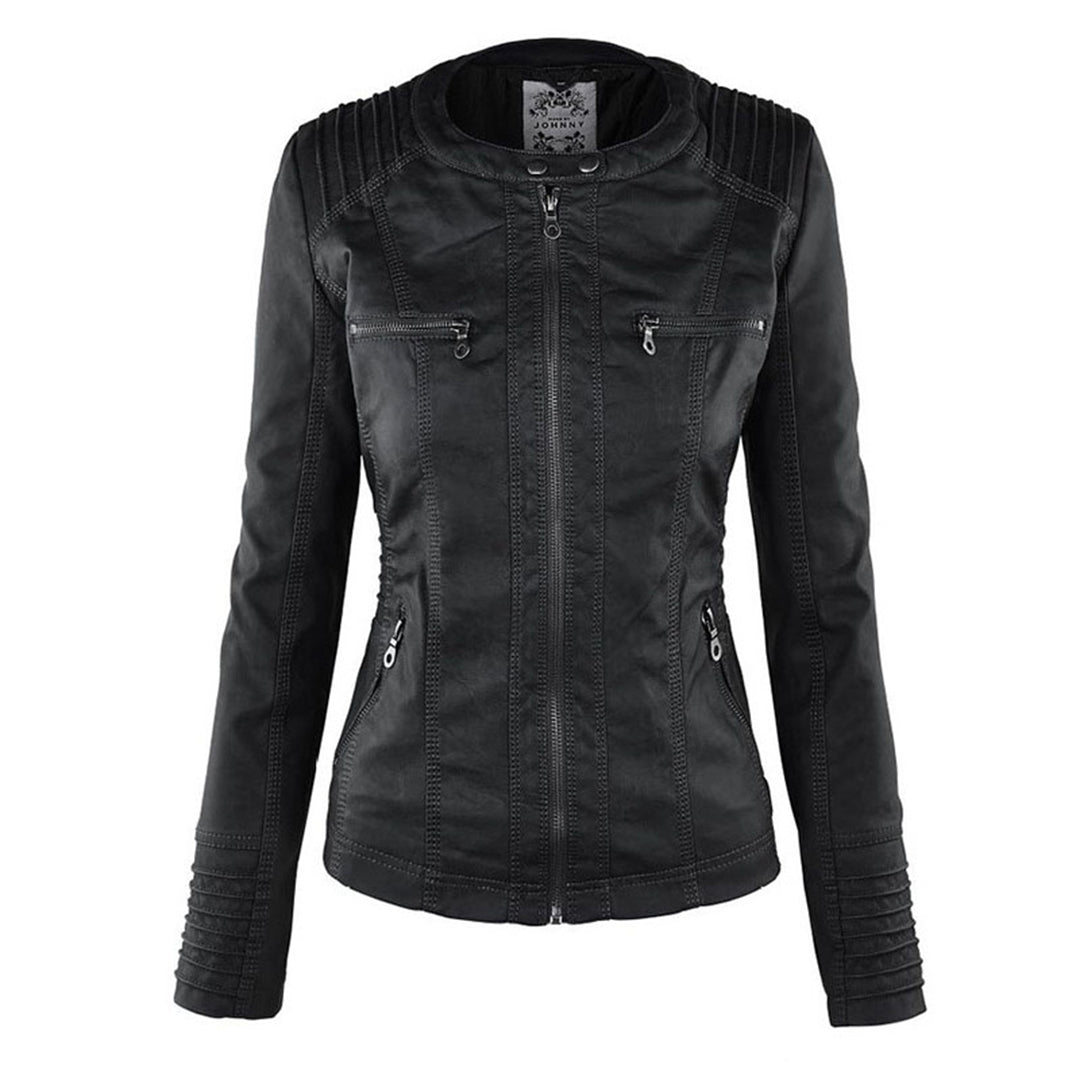 NORELLE – Vegan Leather Jacket With Detachable Hood
