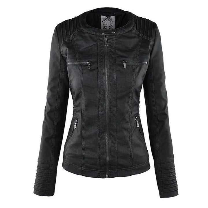 NORELLE – Vegan Leather Jacket With Detachable Hood