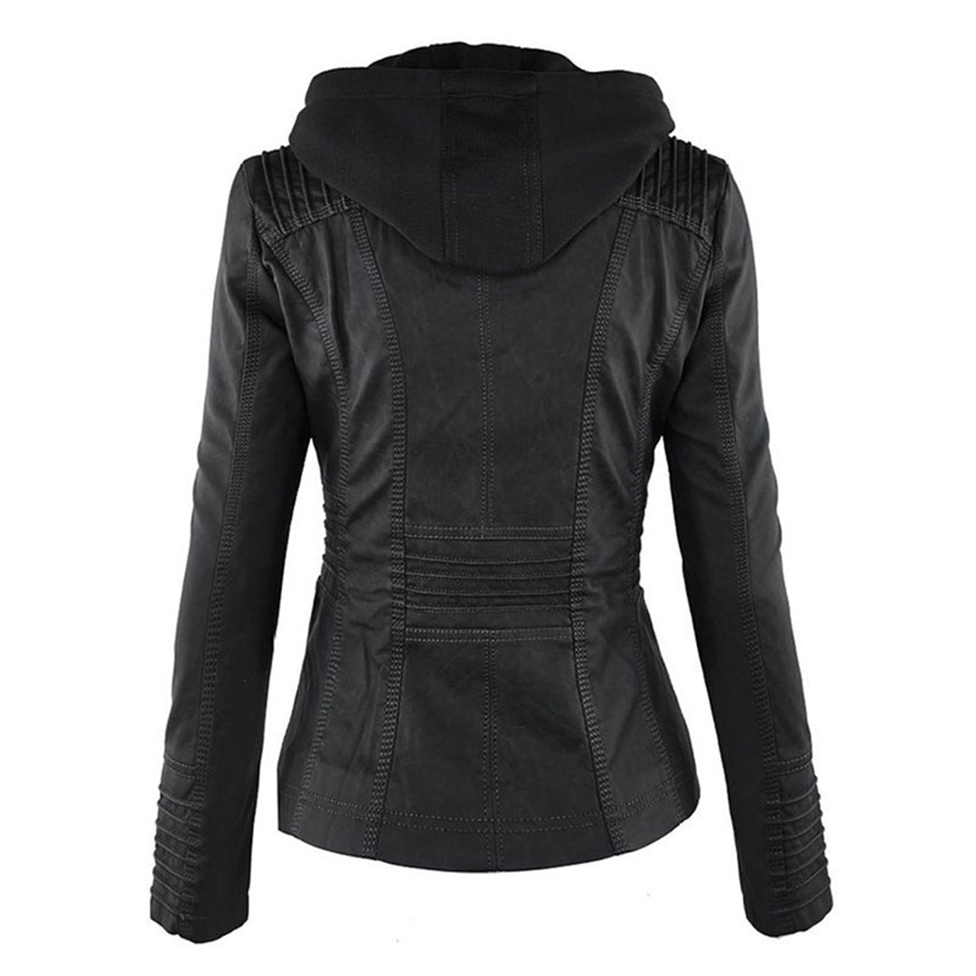 NORELLE – Vegan Leather Jacket With Detachable Hood