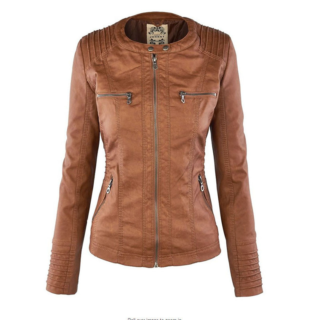 NORELLE – Vegan Leather Jacket With Detachable Hood