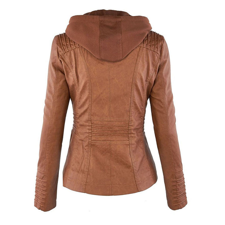 NORELLE – Vegan Leather Jacket With Detachable Hood