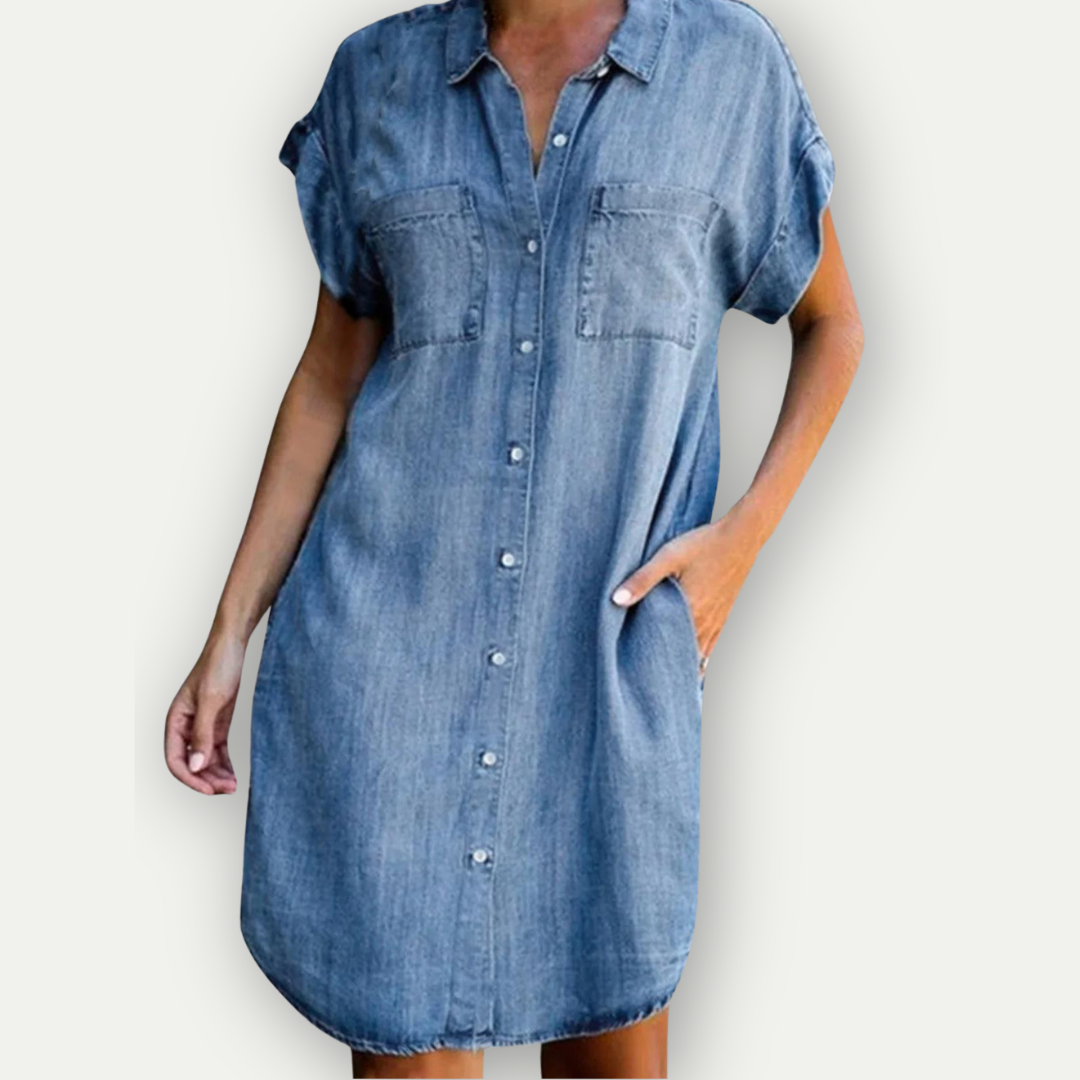 MURIEL – Button-Up Denim Shirt Dress
