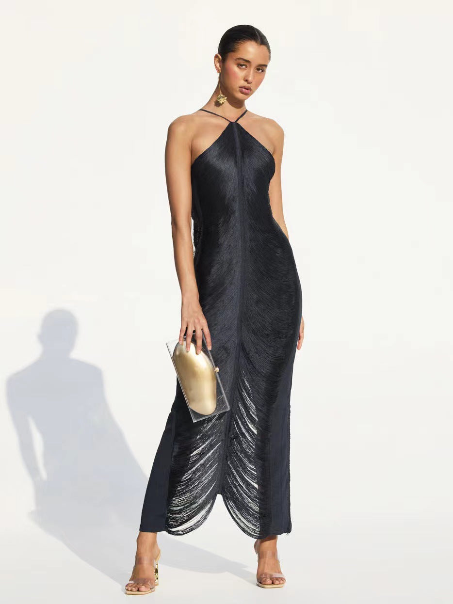 ALINA – Elegant Halterneck Maxi Dress