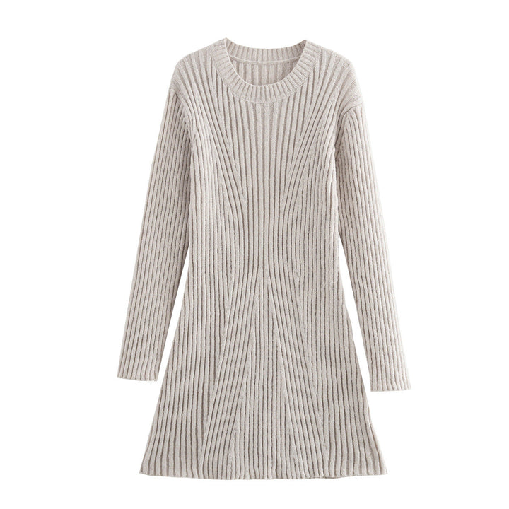 SALLY – Ribbed Knit Long Sleeve Mini Dress