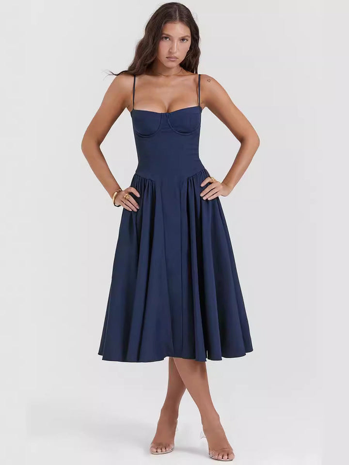 NELS – Elegant Spaghetti Strap Midi Dress