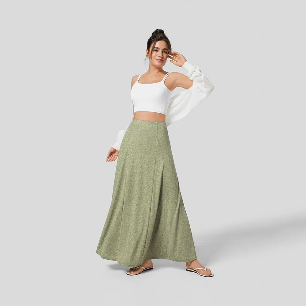 ARDEN - Women's Olive Green Stretch Maxi Skirt