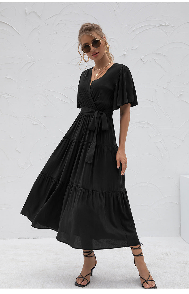 SVIENA – V-Neck Wrap Look Midi Dress