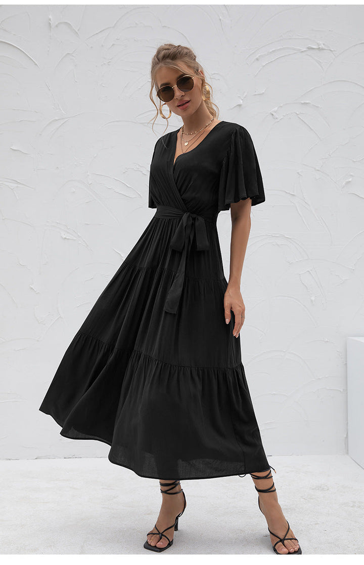 SVIENA – V-Neck Wrap Look Midi Dress