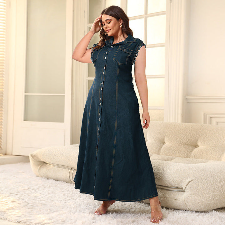 TAMAR – Plus Size  Denim Button-Down Dress