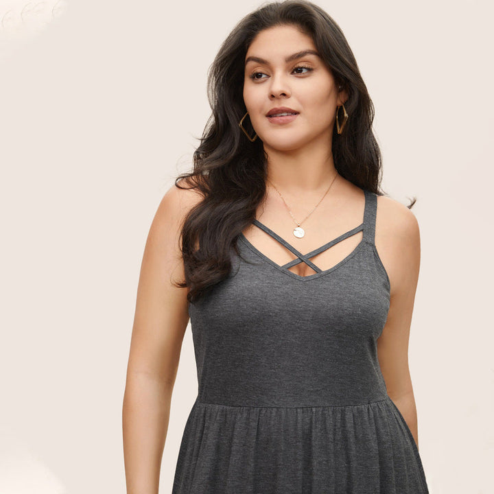 ELVIRE – Plus Size Midi Sundress with Pockets