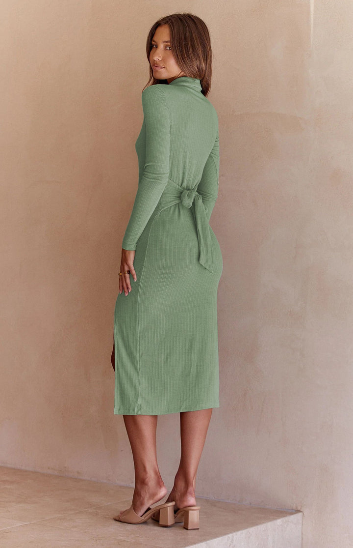 PARD – Ribbed Long-Sleeved Slim-Fit Dress