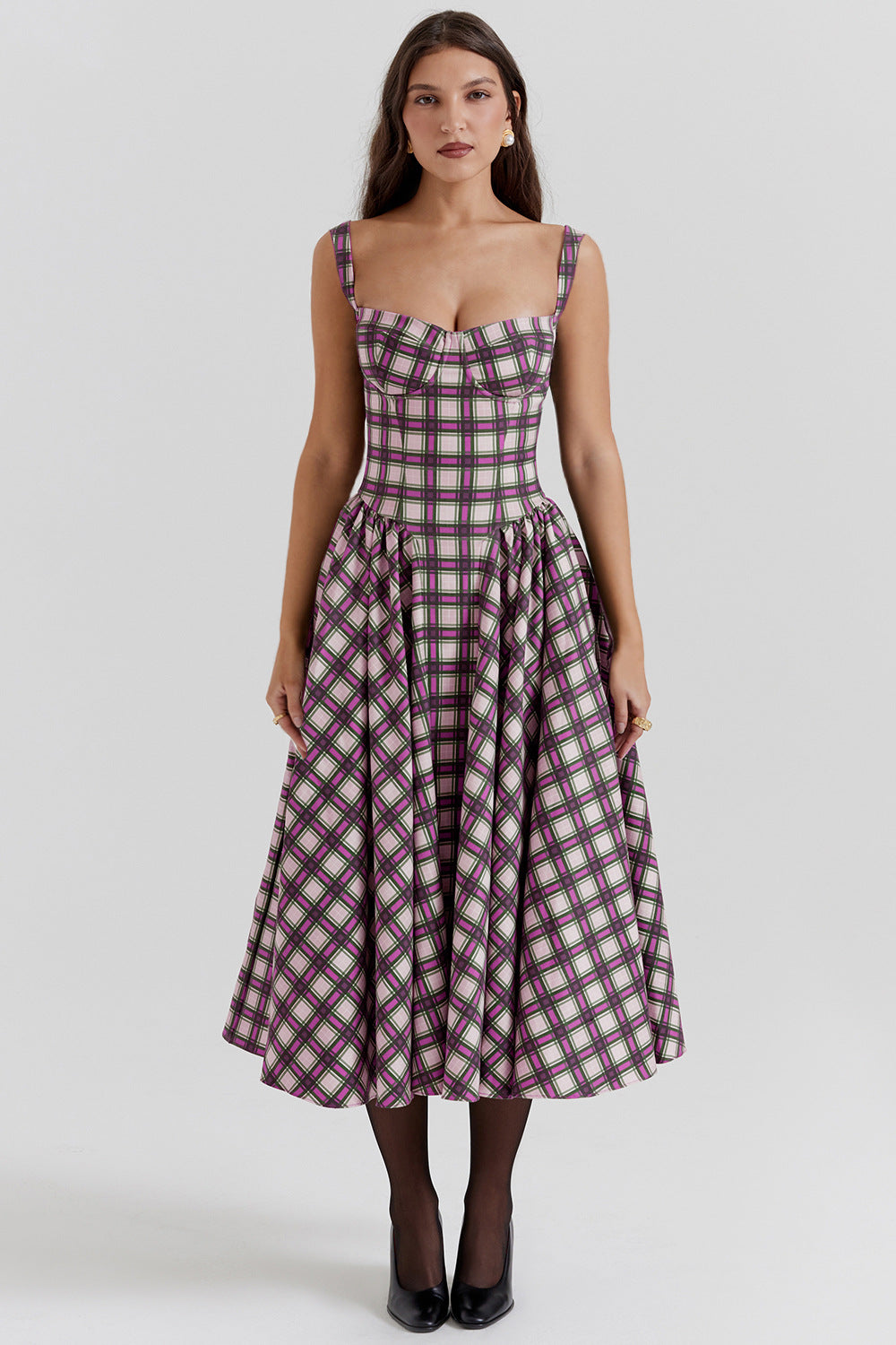 MEDELLIN – Elegant Plaid Midi Dress