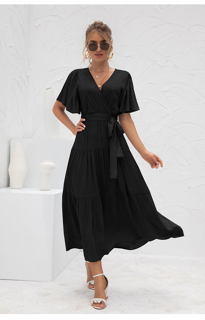 SVIENA – V-Neck Wrap Look Midi Dress