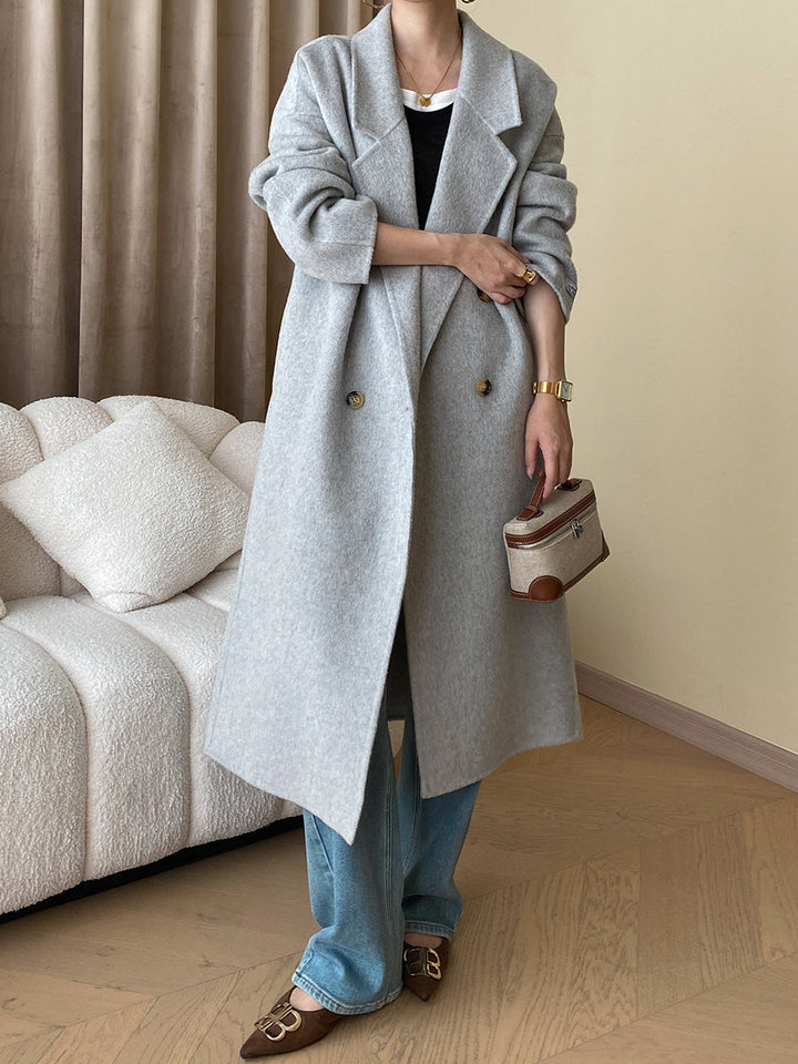 MARBLE - Women's Elegant Wool-Blend Double-Breasted Coat