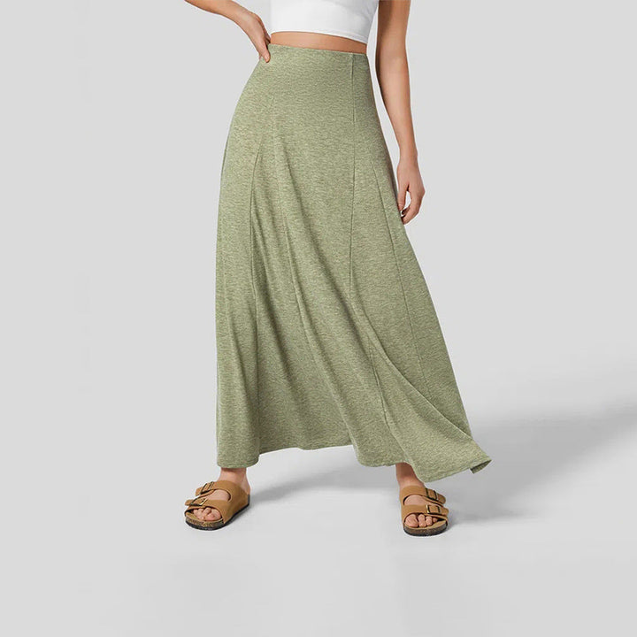 ARDEN - Women's Olive Green Stretch Maxi Skirt