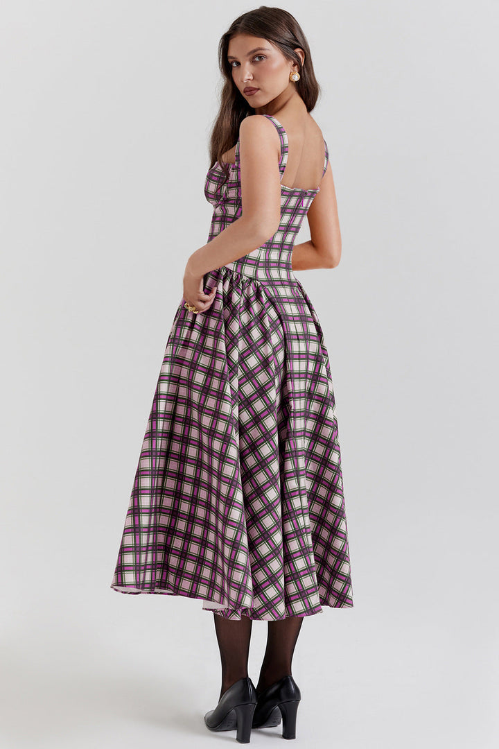 MEDELLIN – Elegant Plaid Midi Dress