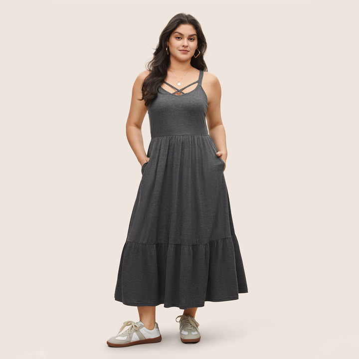 ELVIRE – Plus Size Midi Sundress with Pockets