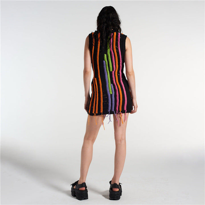 YULE - Knitted mini dress with fringes