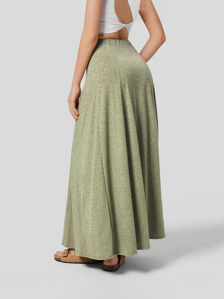 ARDEN - Women's Olive Green Stretch Maxi Skirt