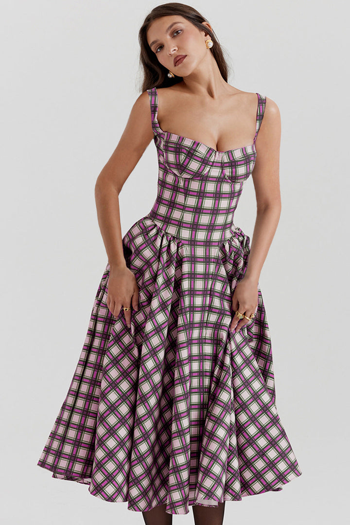 MEDELLIN – Elegant Plaid Midi Dress