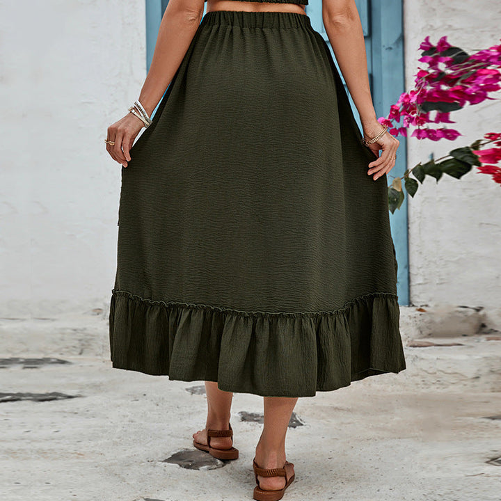 ZESSI - Women's Ruffled Boho Maxi Skirt