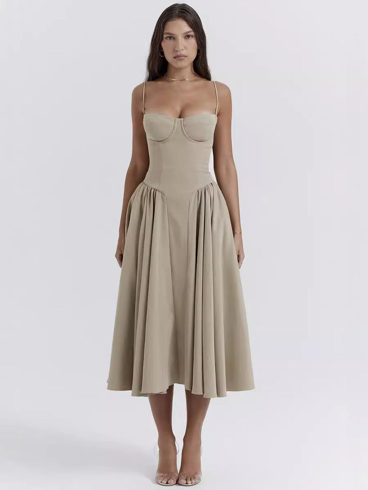 NELS – Elegant Spaghetti Strap Midi Dress