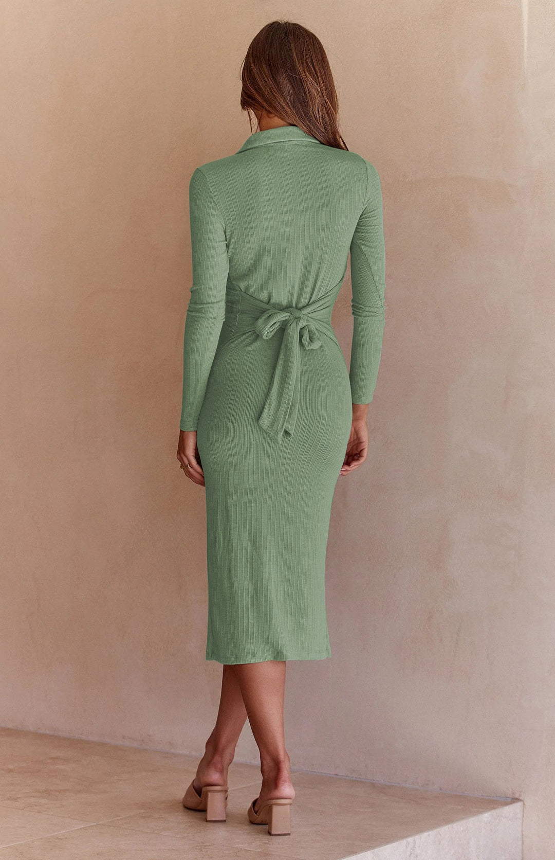 PARD – Ribbed Long-Sleeved Slim-Fit Dress