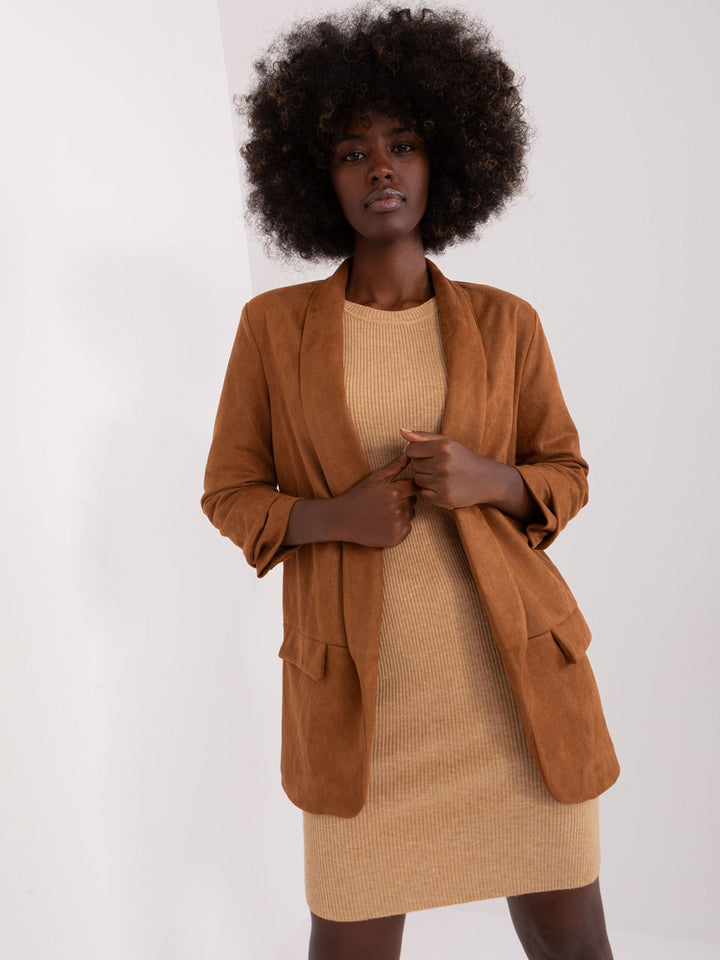 FAWNA – Vegan Suede Blazer with Rolled Sleeves