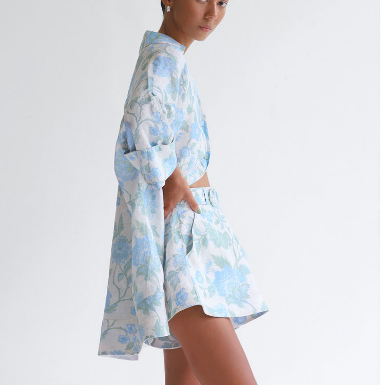 MILLIE - Women's Floral Print Shirt & Shorts Set