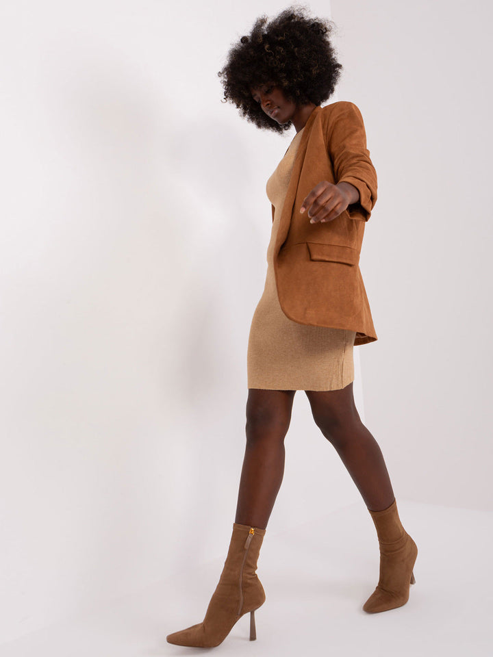 FAWNA – Vegan Suede Blazer with Rolled Sleeves