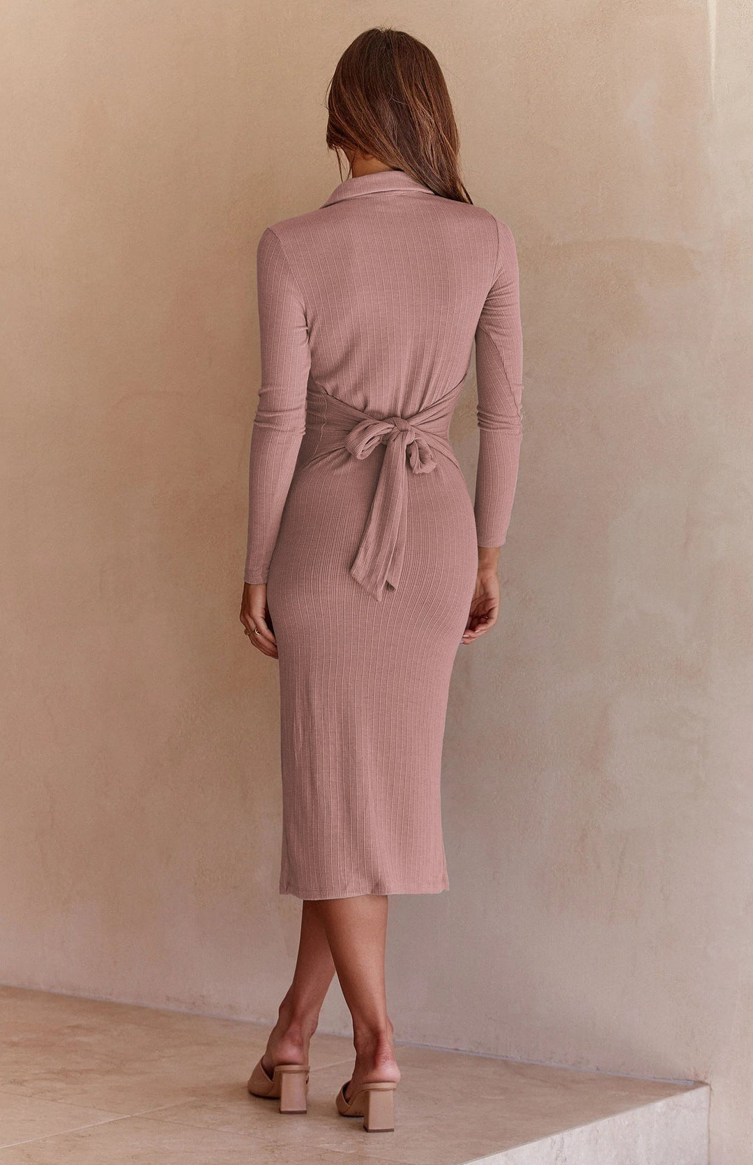 PARD – Ribbed Long-Sleeved Slim-Fit Dress