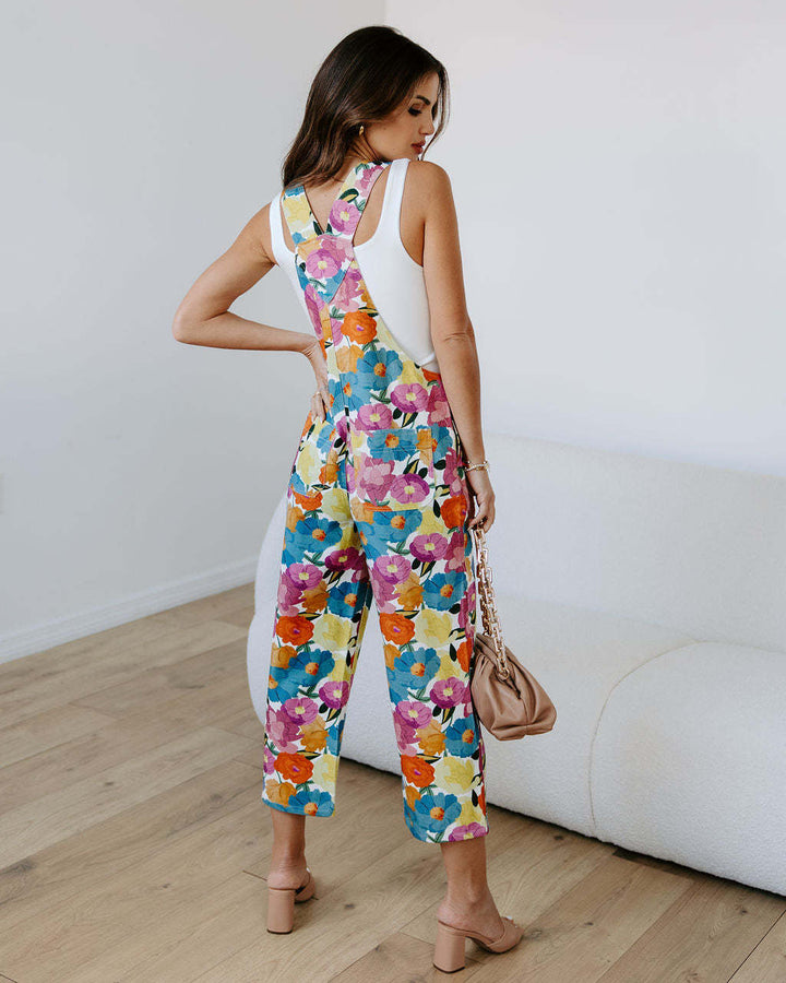 MOOV - Sleeveless Floral Jumpsuit with Cinched Waist