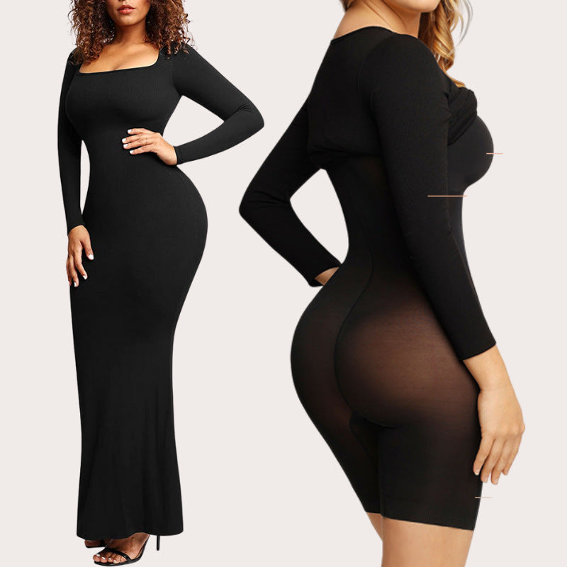SHAPEY – Built-In Shapewear Long Sleeve Maxi Dress