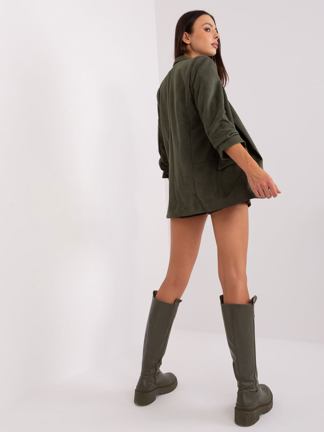 FAWNA – Vegan Suede Blazer with Rolled Sleeves