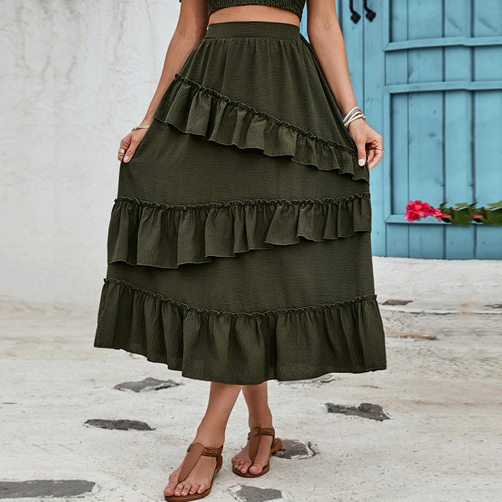 ZESSI - Women's Ruffled Boho Maxi Skirt