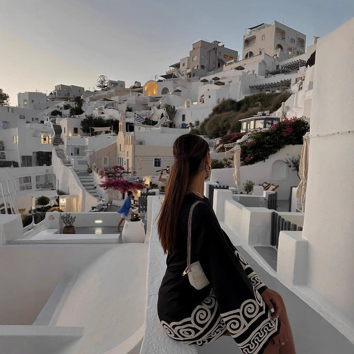 NAIA – Black Boho Embroidered Mini Dress