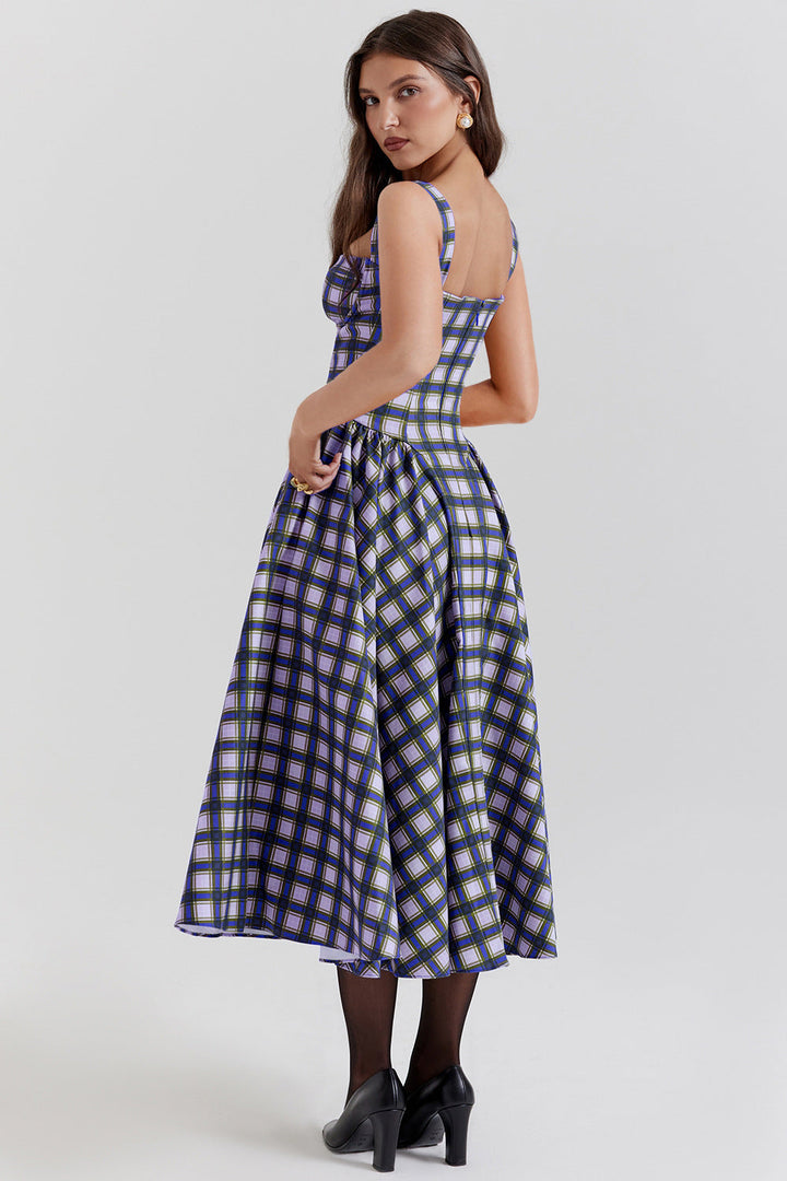 MEDELLIN – Elegant Plaid Midi Dress