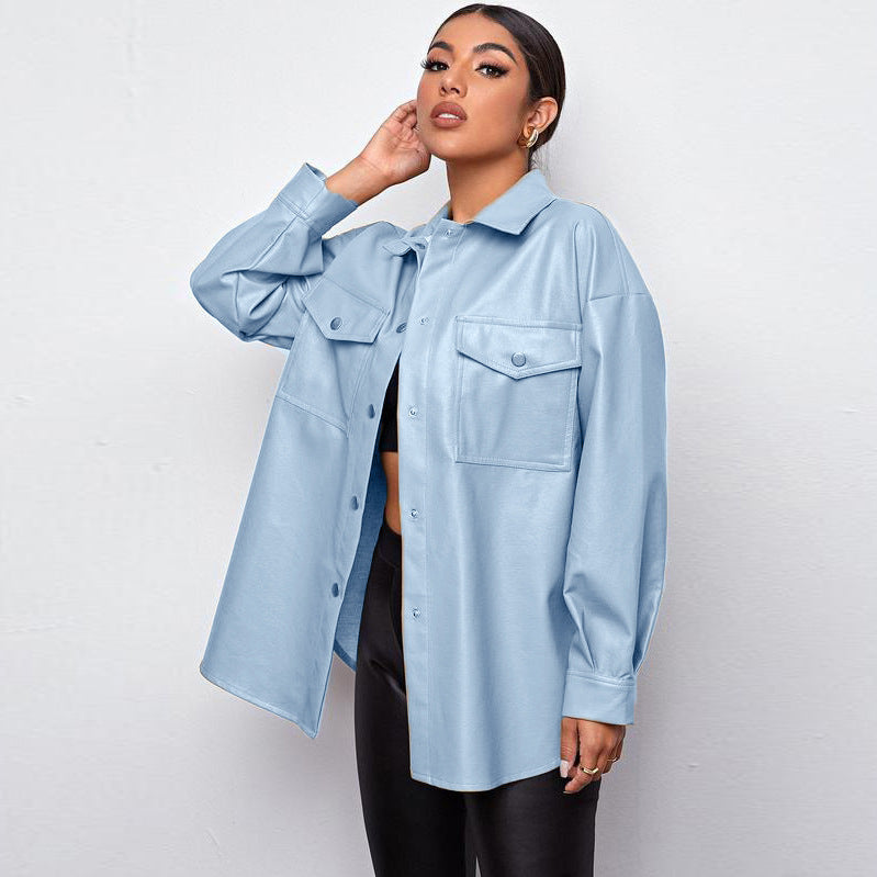 DANIEQ  - Women's Vegan Leather Overshirt