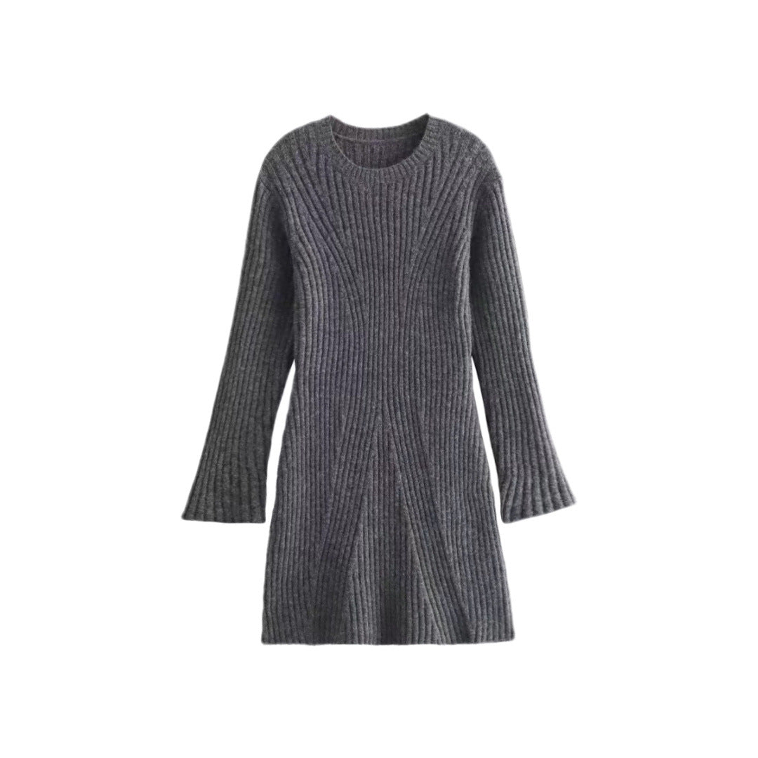 SALLY – Ribbed Knit Long Sleeve Mini Dress