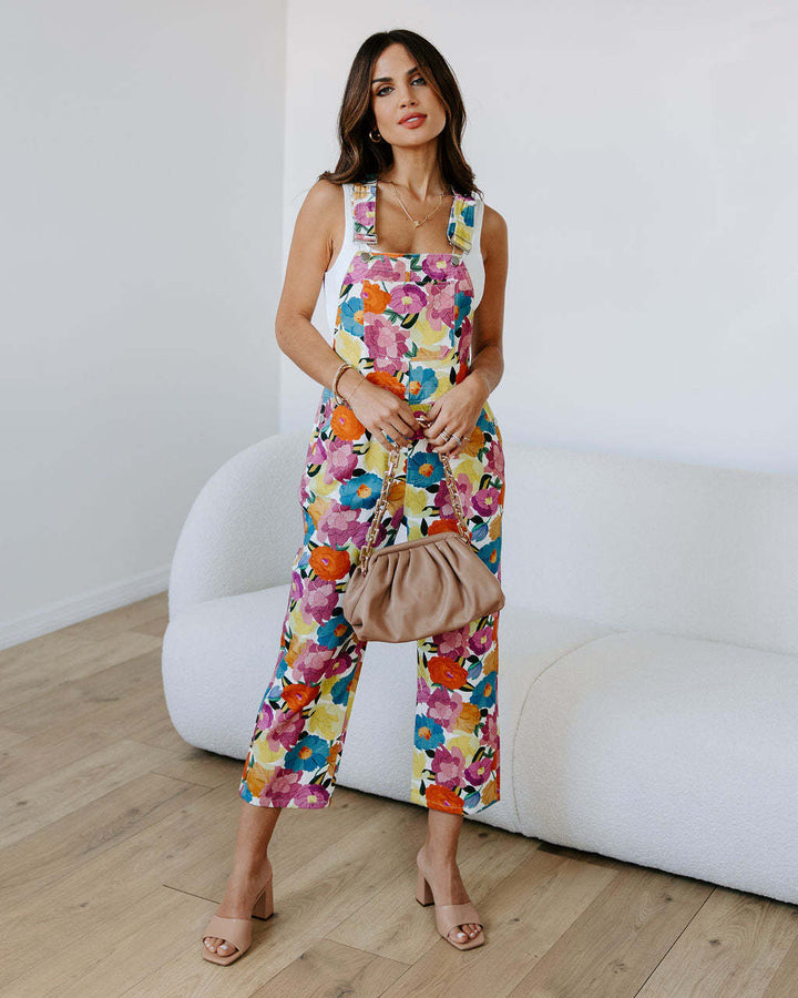 MOOV - Sleeveless Floral Jumpsuit with Cinched Waist