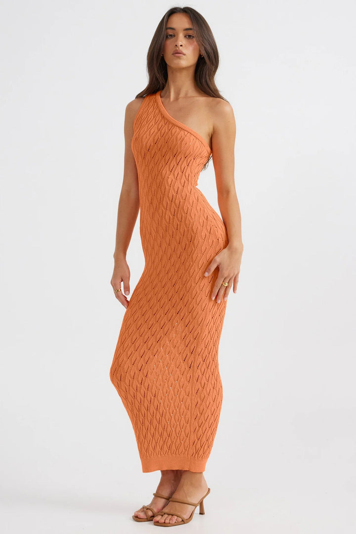 SIHAM – One-Shoulder Knit Midi Dress