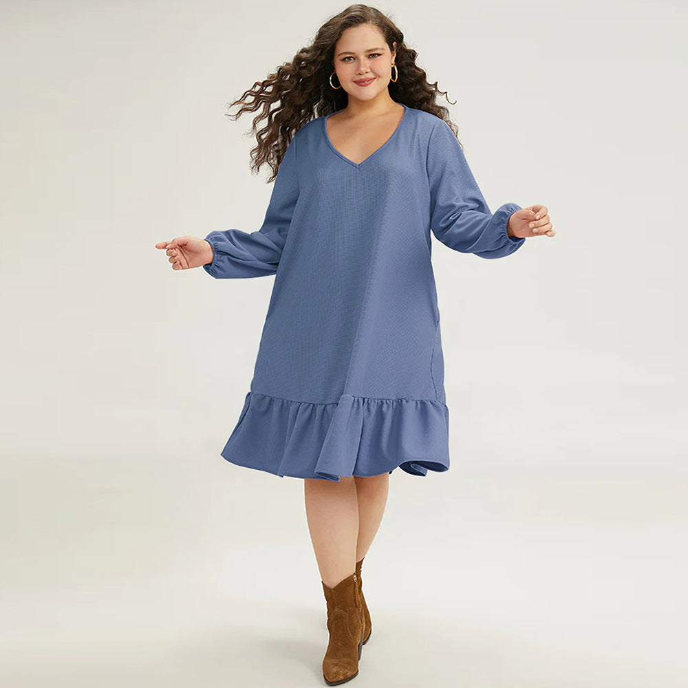 SANAA – V-Neck Ruffle Midi Dress