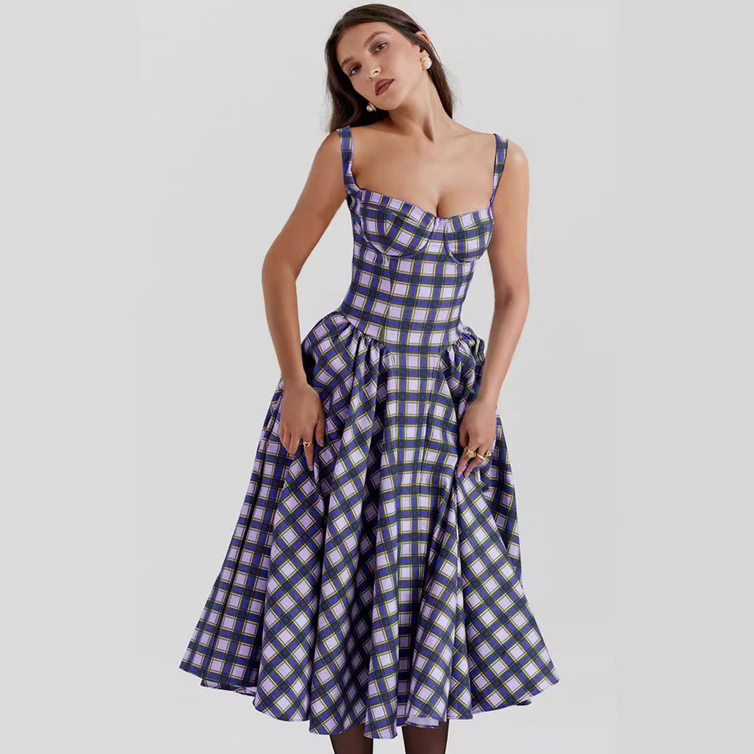 MEDELLIN – Elegant Plaid Midi Dress