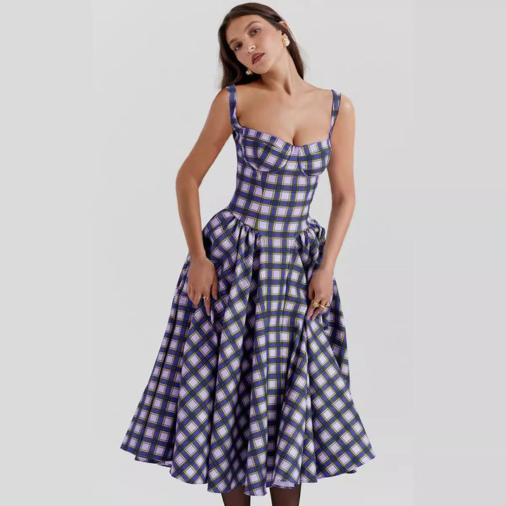 MEDELLIN – Elegant Plaid Midi Dress